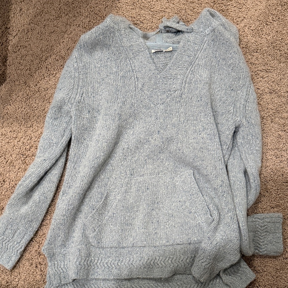 Faherty Light Gray V-Neck Women's Sweater
